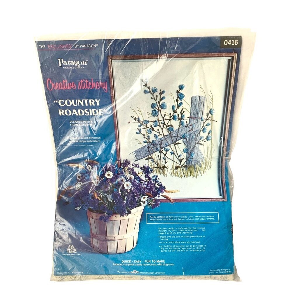 Paraggon Needlecraft "Country Roadside" Embroidery Kit Vintage